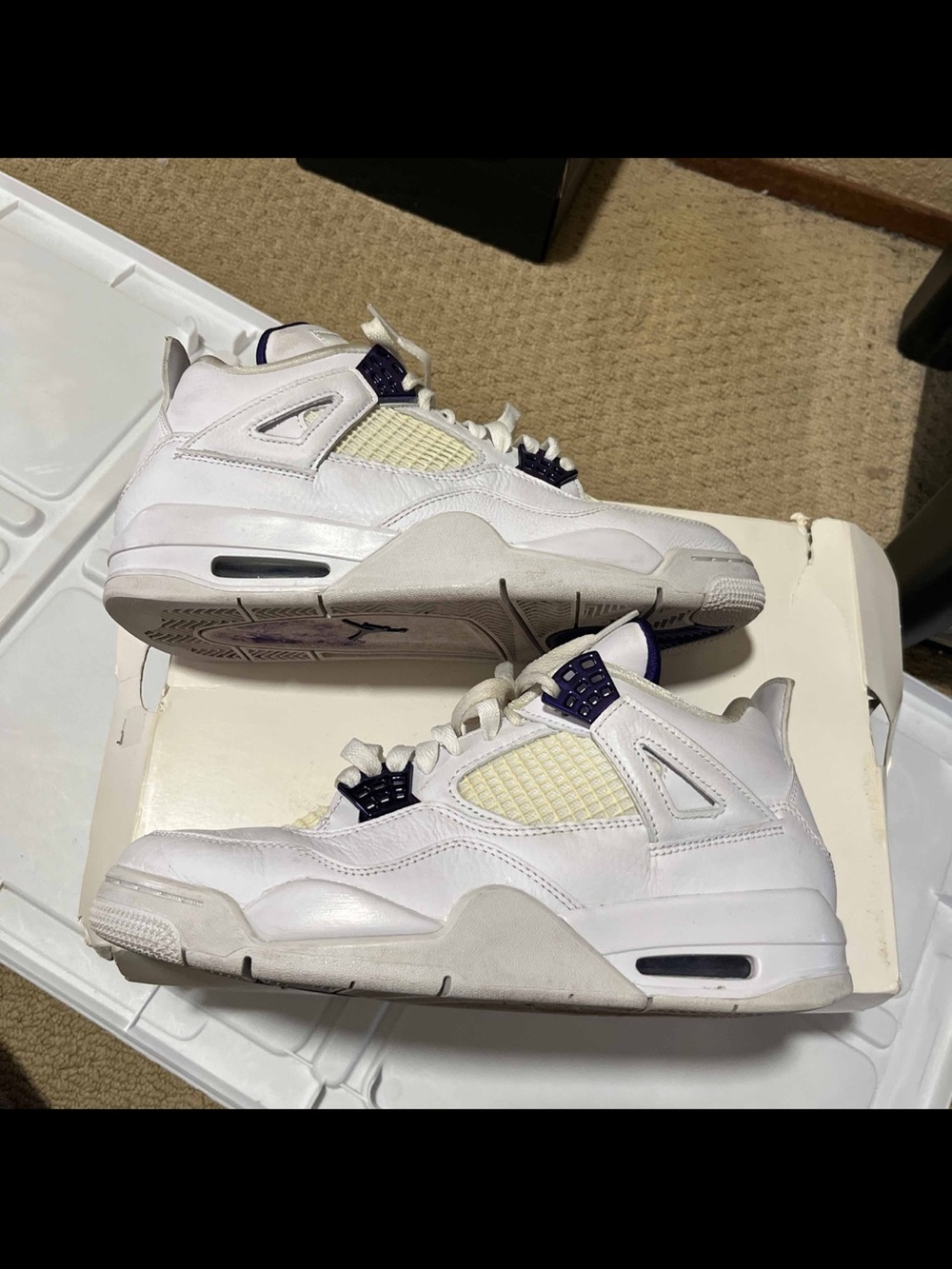 Nike Air Jordan 4 Retro Metallic Purple White Men's Size 9 Basketball Shoes